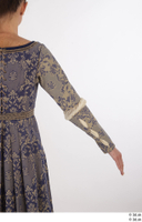  Photos Woman in Historical Dress 1 15th Century Medieval Clothing arm blue dress sleeve 0004.jpg